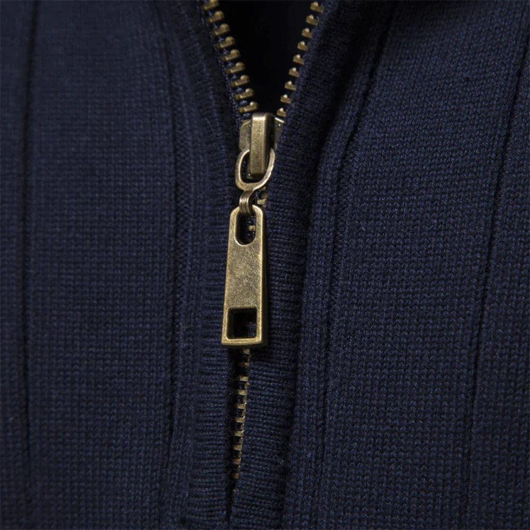 Men's knitted half zip sweater | Ribbed
