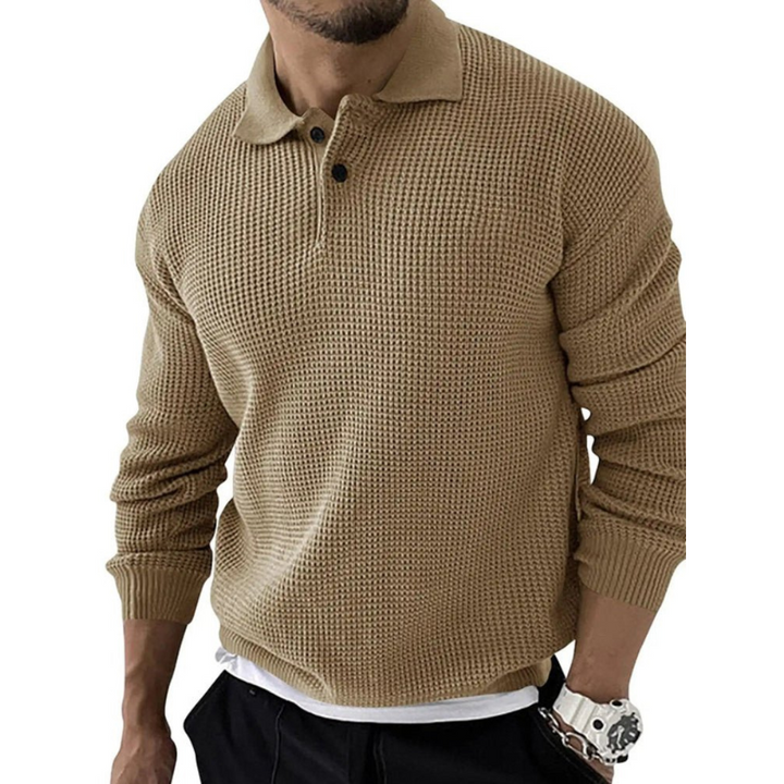 Men's Knitted Polo Sweater | Buttoned