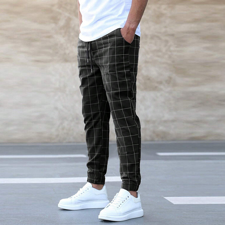 Men’s Casual Pants | Checked Drawstring
