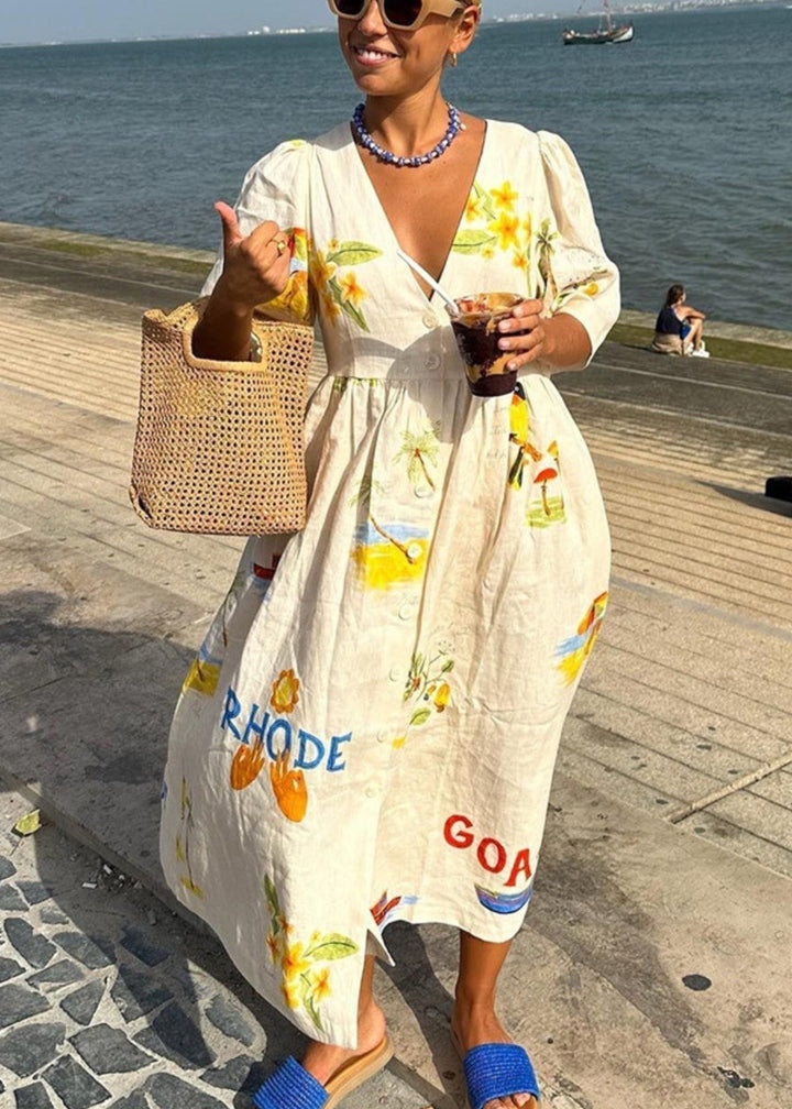 Women’s Mediterranean maxi dress | Printed