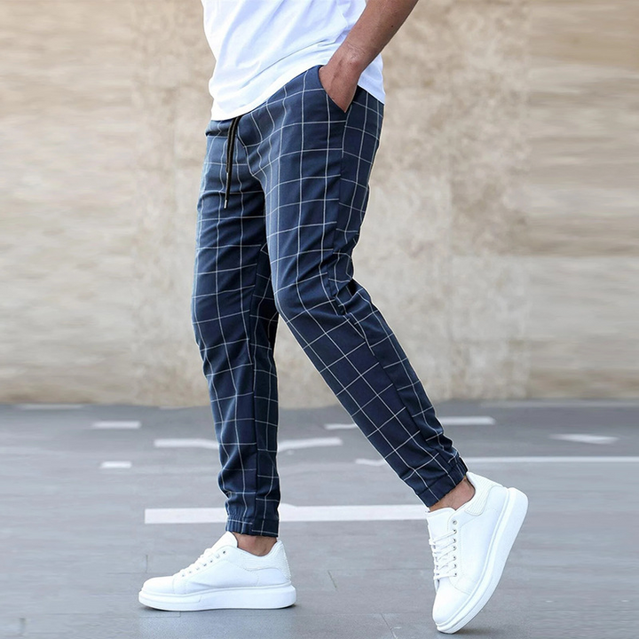 Men’s Casual Pants | Checked Drawstring