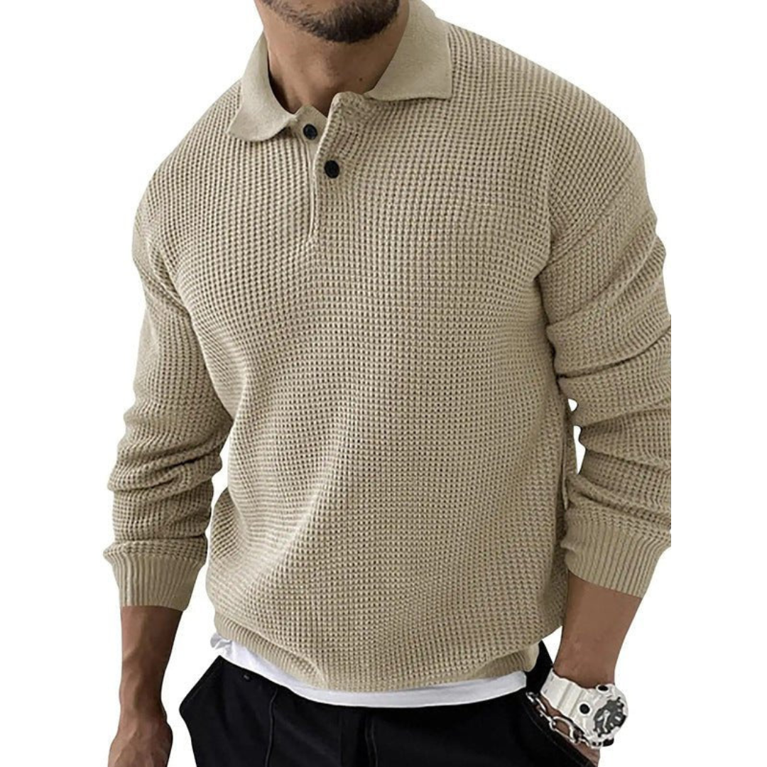 Men's Knitted Polo Sweater | Buttoned