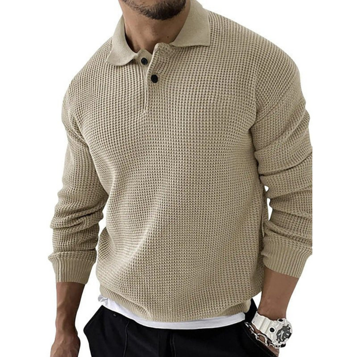 Men's Knitted Polo Sweater | Buttoned
