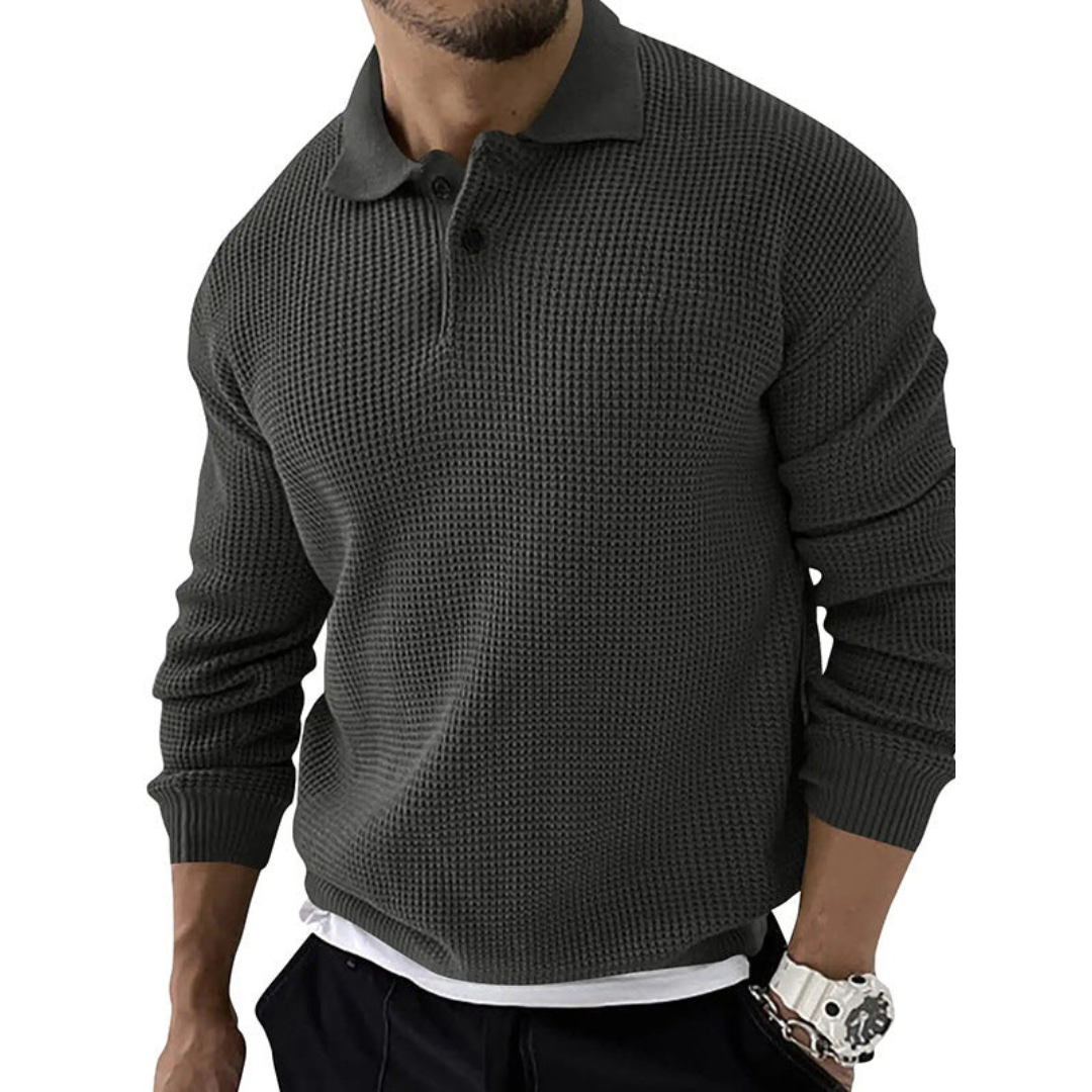 Men's Knitted Polo Sweater | Buttoned