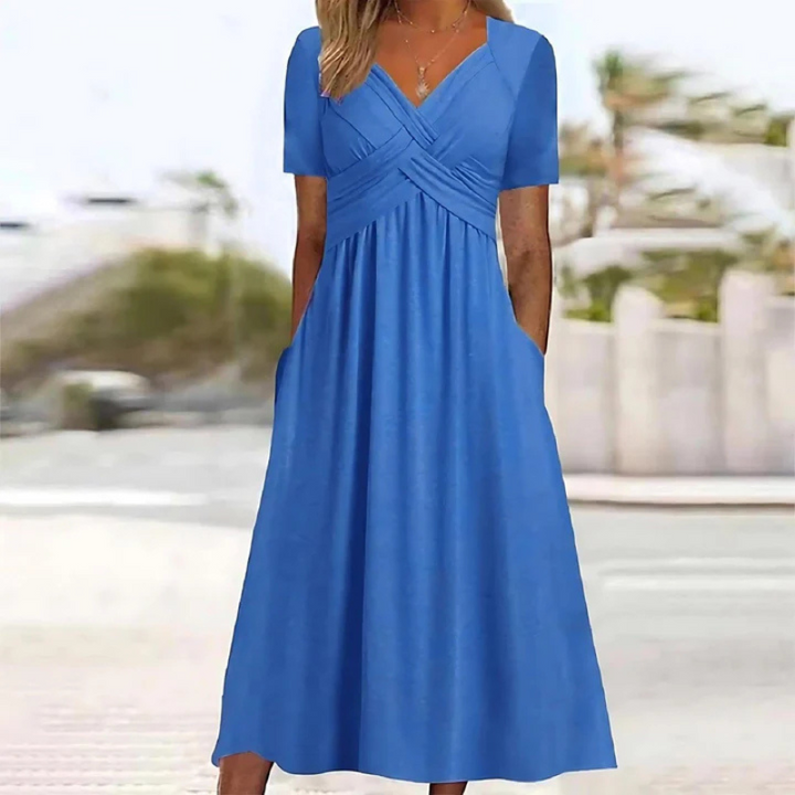 Women’s A-line midi dress | V-neck