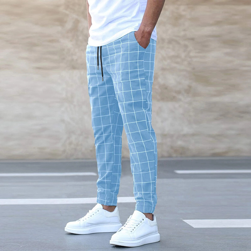 Men’s Casual Pants | Checked Drawstring