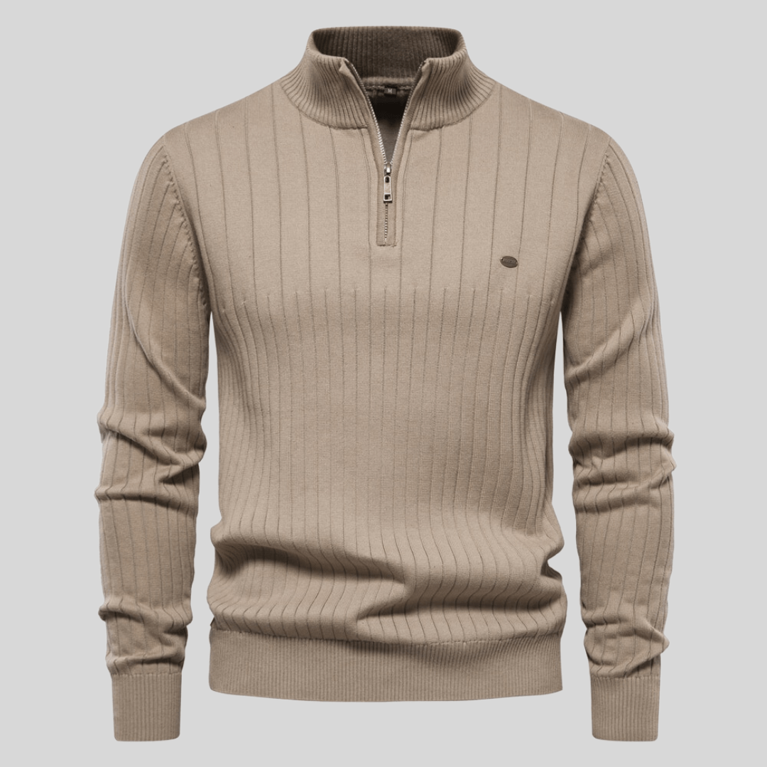 Men's knitted half zip sweater | Ribbed