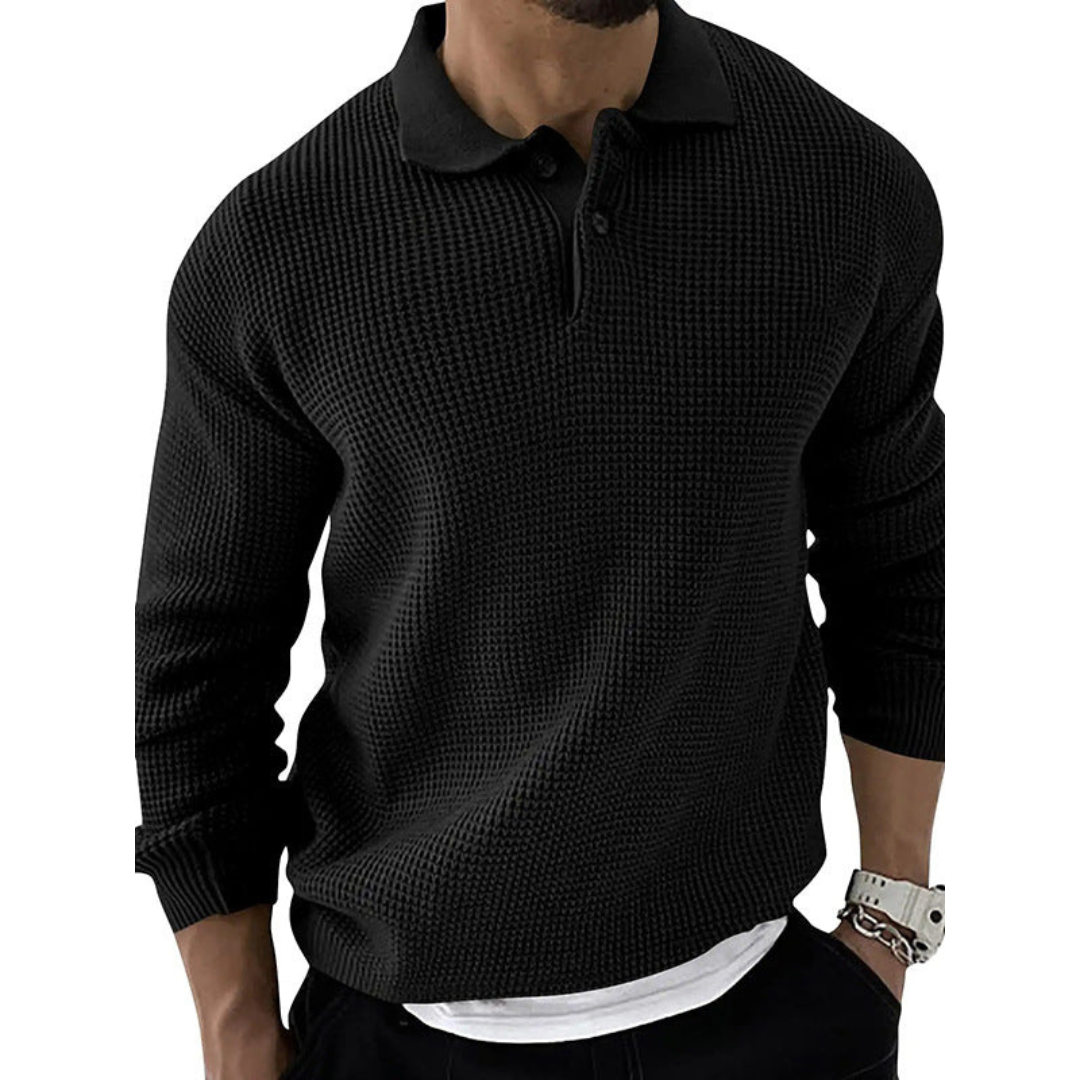 Men's Knitted Polo Sweater | Buttoned