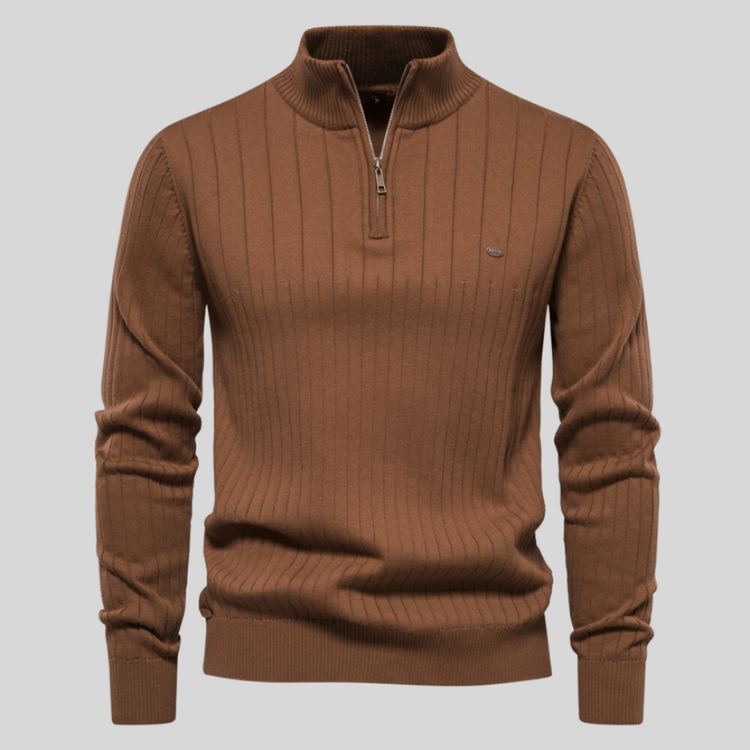 Men's knitted half zip sweater | Ribbed