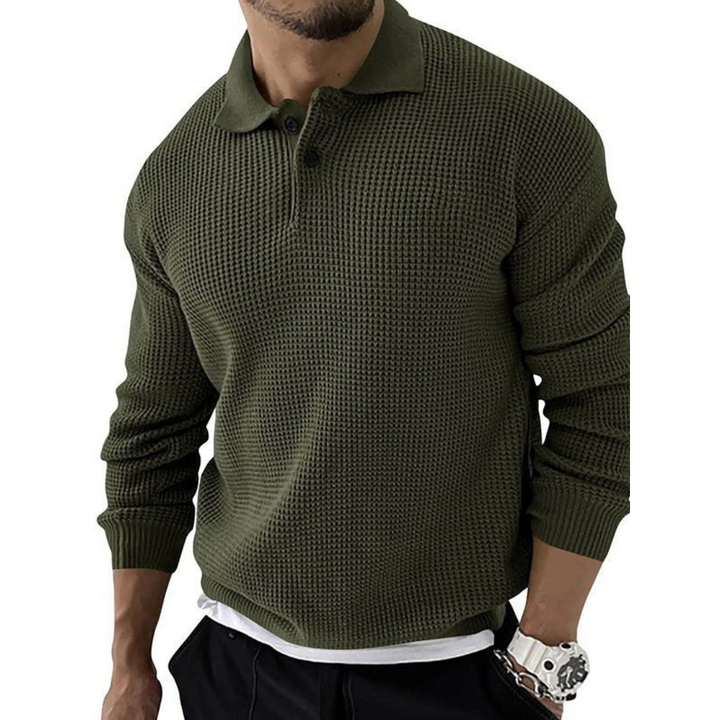 Men's Knitted Polo Sweater | Buttoned