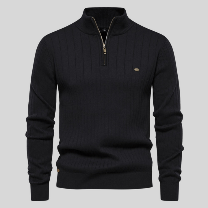 Men's knitted half zip sweater | Ribbed