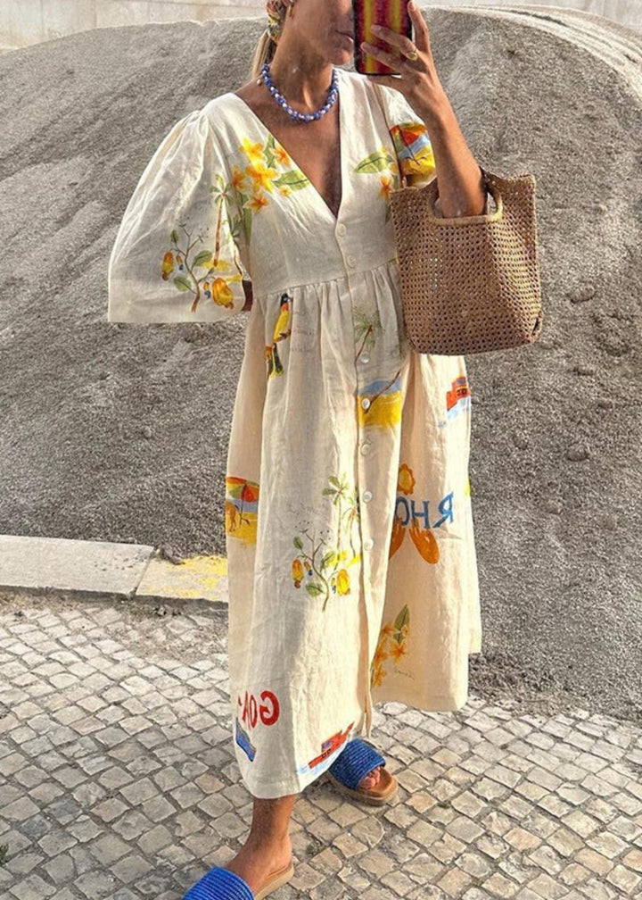 Women’s Mediterranean maxi dress | Printed