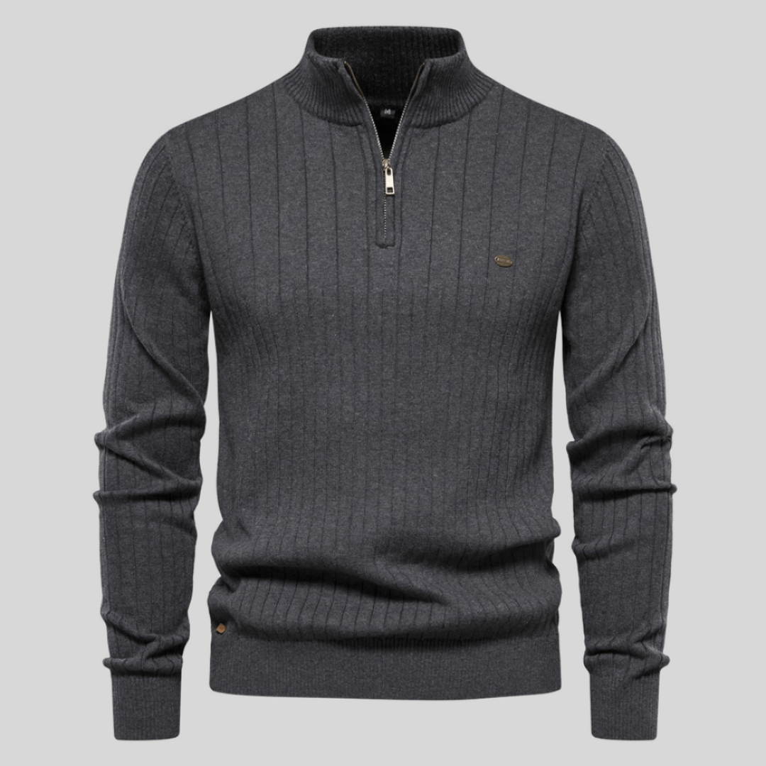 Men's knitted half zip sweater | Ribbed