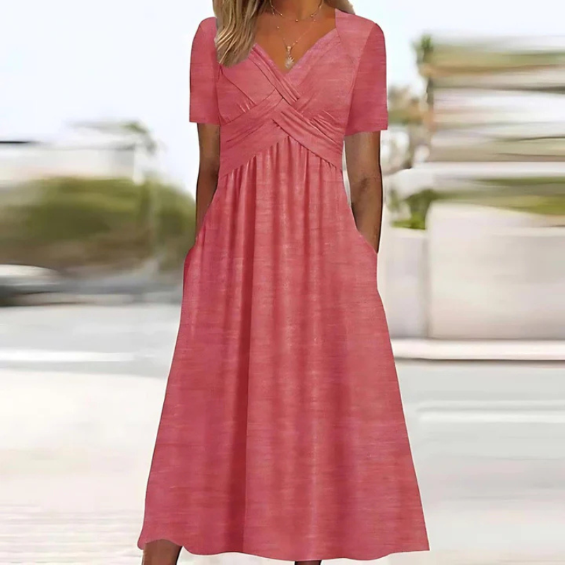 Women’s A-line midi dress | V-neck