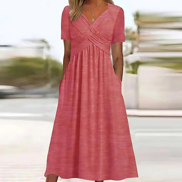 Women’s A-line midi dress | V-neck