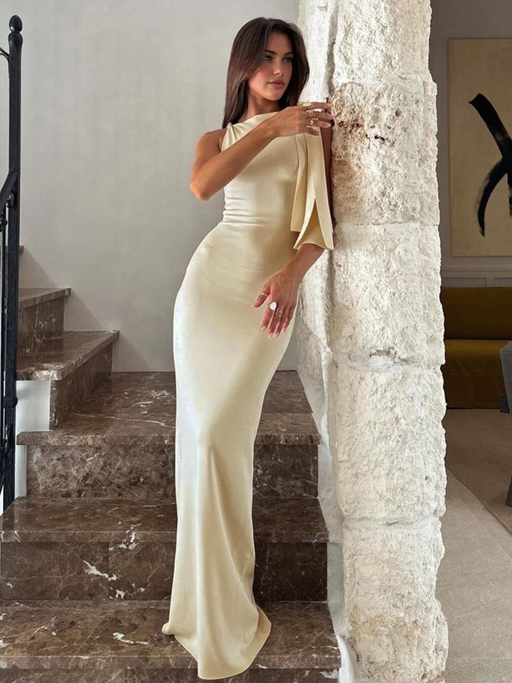 Women’s knotted maxi dress | Beige
