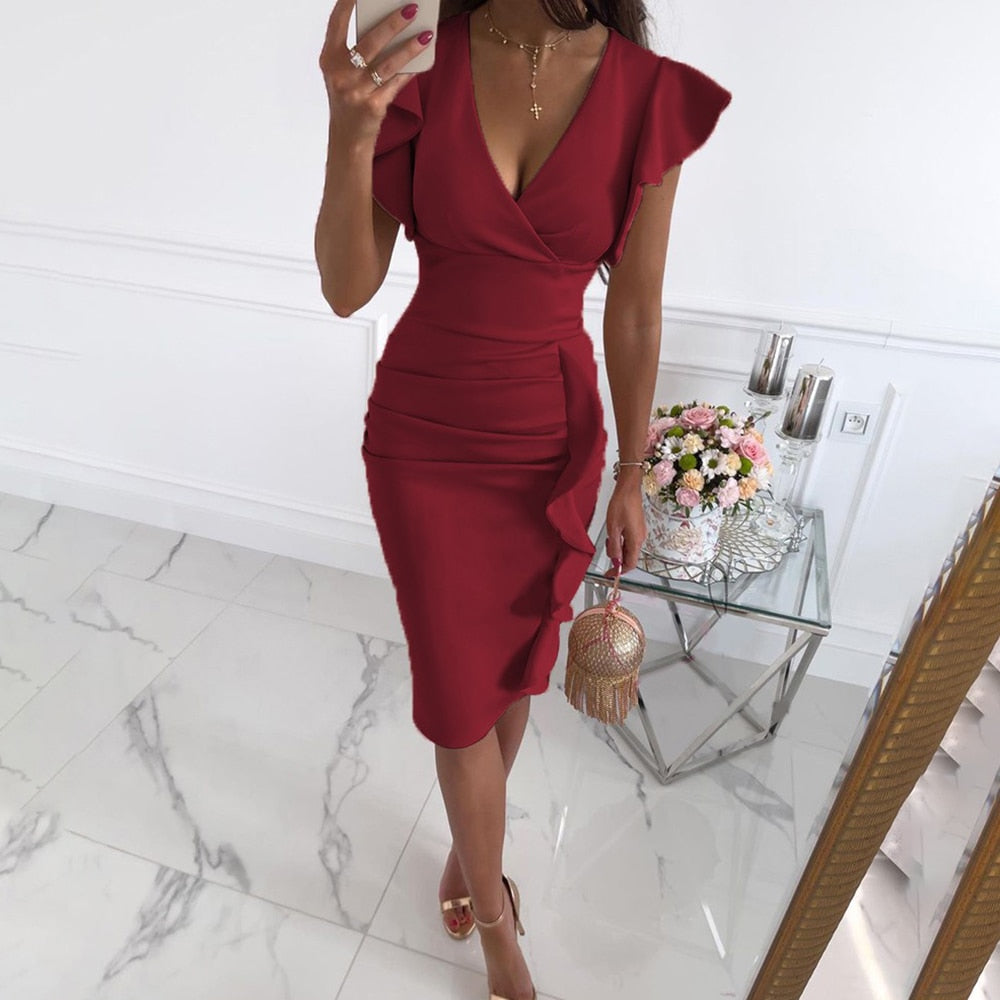 Women’s ruffled mini dress | Short sleeve