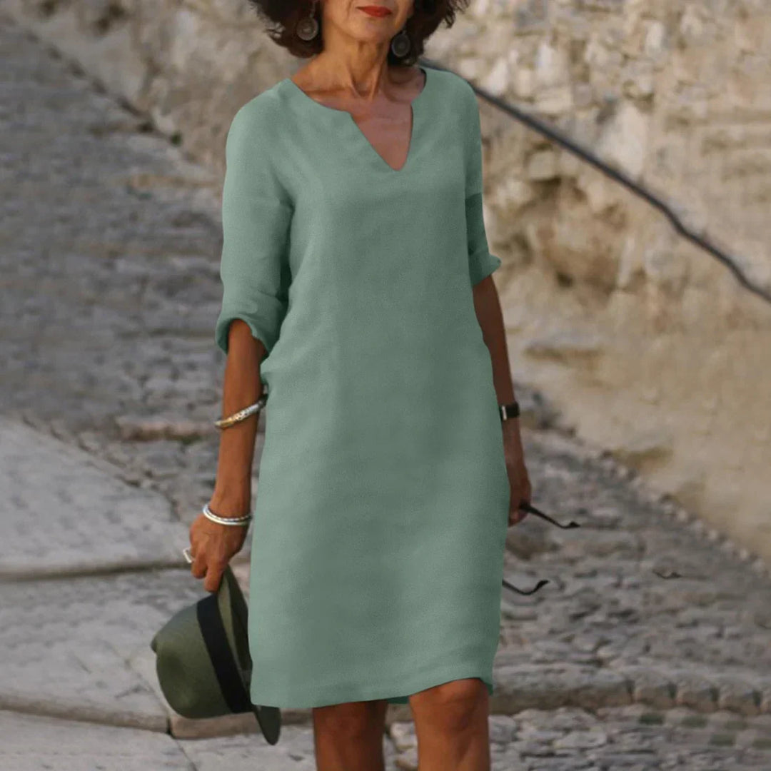 Women’s V-neck mini dress | 3/4 Sleeve