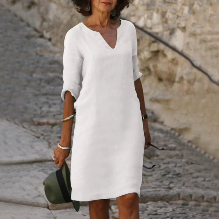 Women’s V-neck mini dress | 3/4 Sleeve