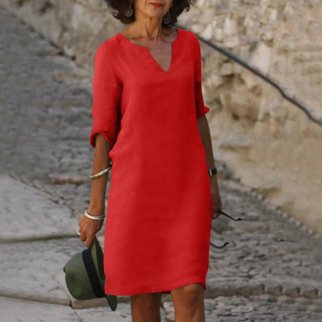 Women’s V-neck mini dress | 3/4 Sleeve