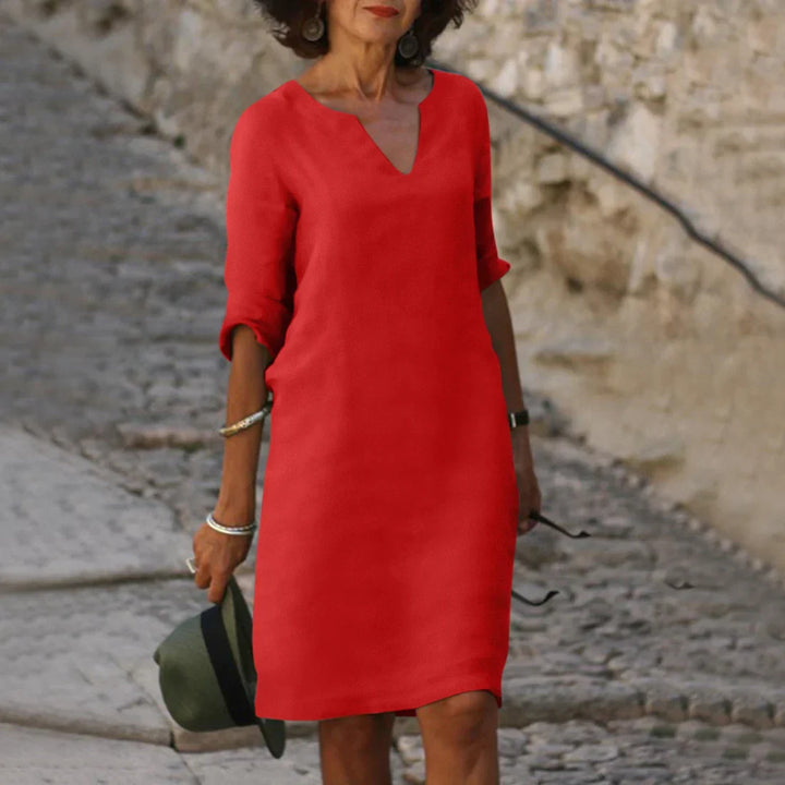 Women’s V-neck mini dress | 3/4 Sleeve