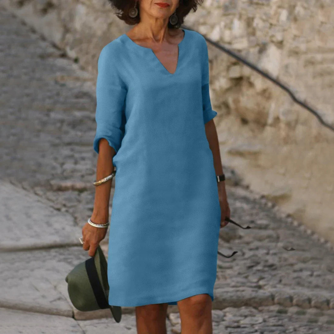 Women’s V-neck mini dress | 3/4 Sleeve
