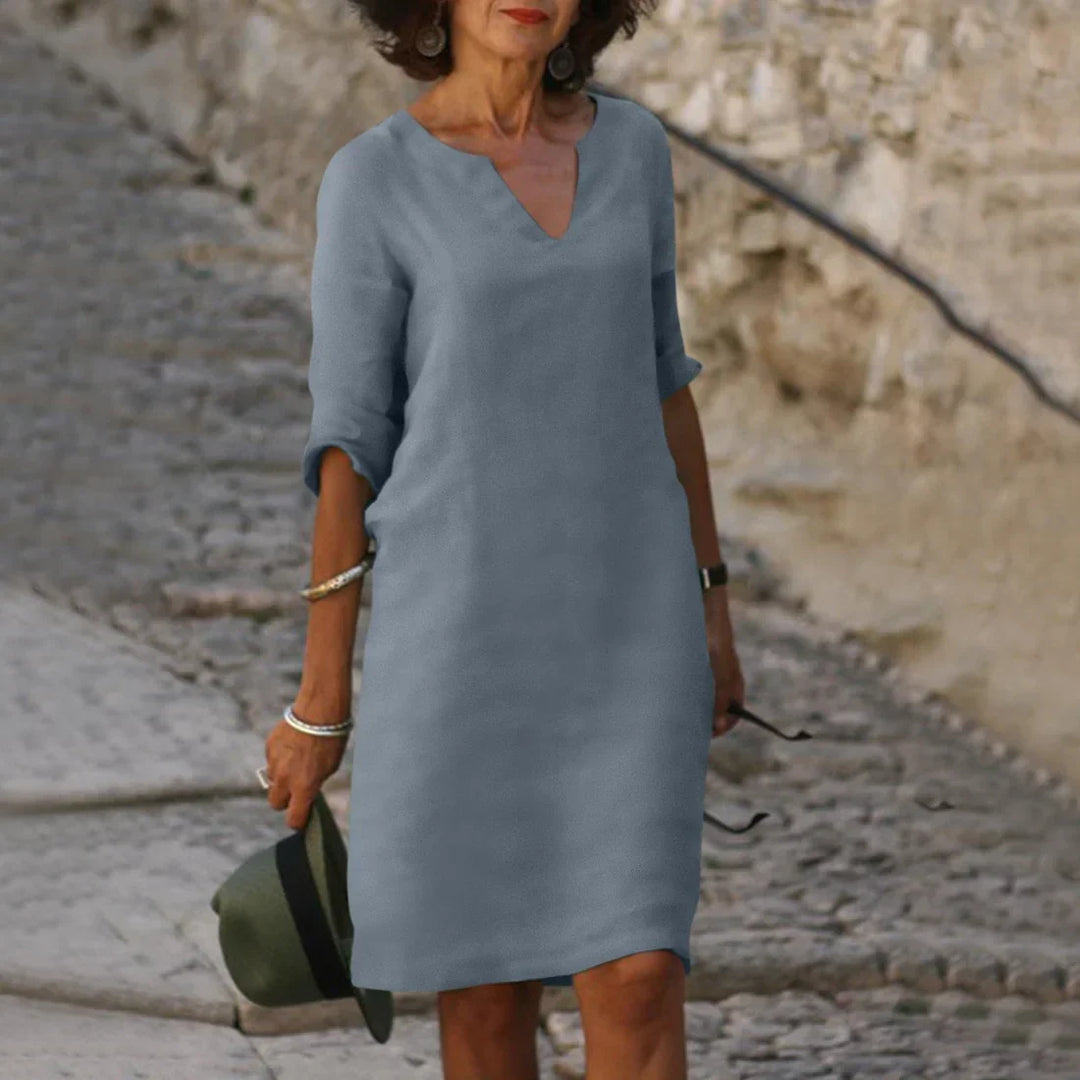 Women’s V-neck mini dress | 3/4 Sleeve