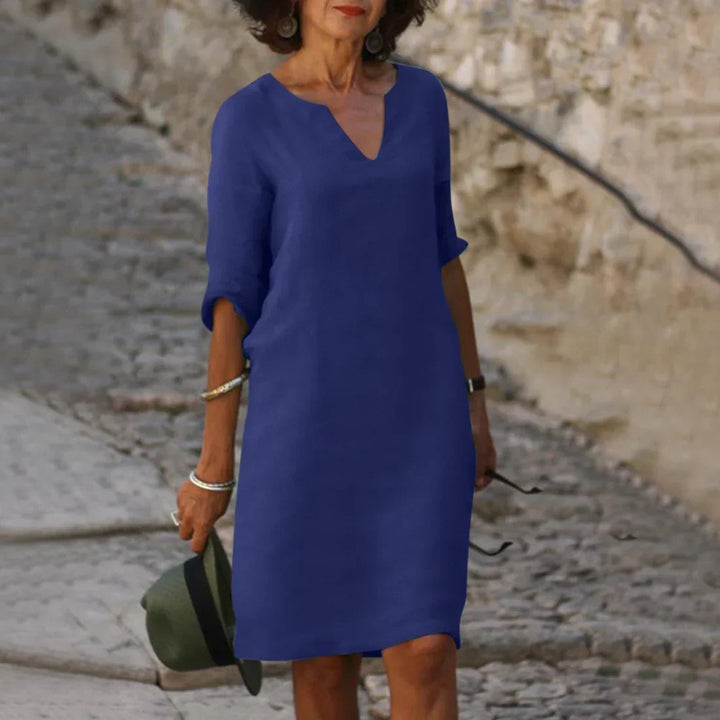 Women’s V-neck mini dress | 3/4 Sleeve