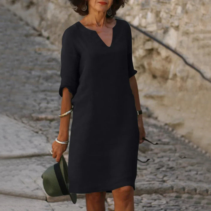 Women’s V-neck mini dress | 3/4 Sleeve