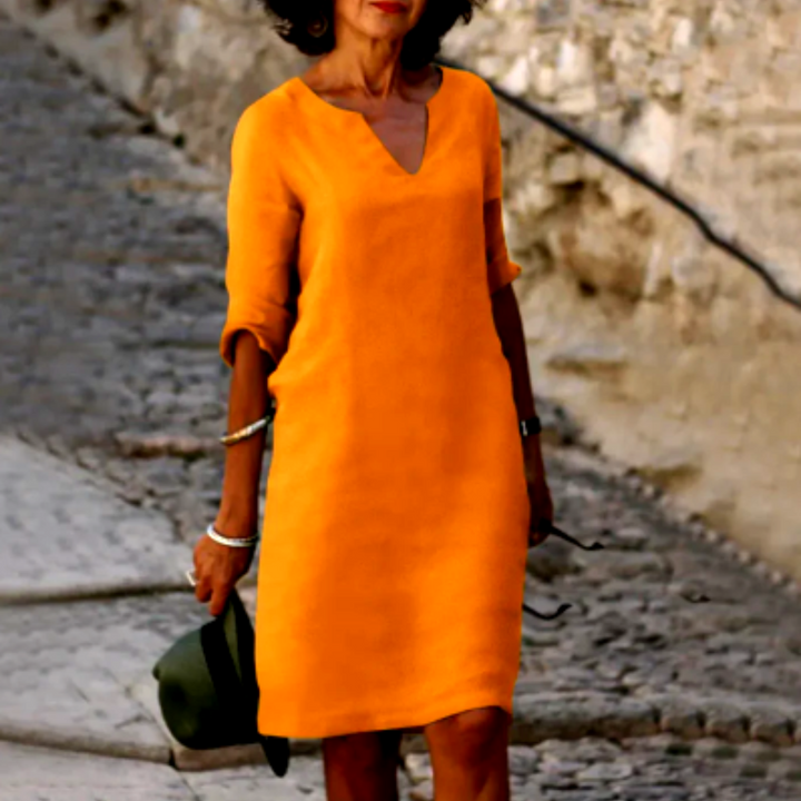 Women’s V-neck mini dress | 3/4 Sleeve