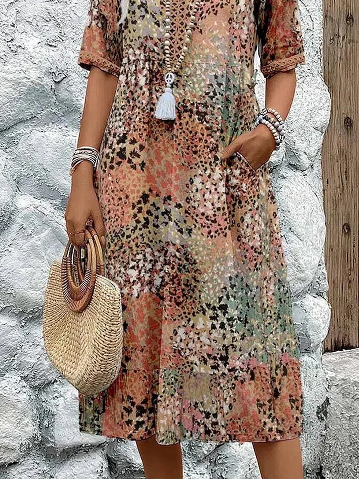 Women’s V-neck midi dress | Printed