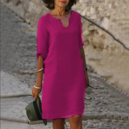 Women’s V-neck mini dress | 3/4 Sleeve