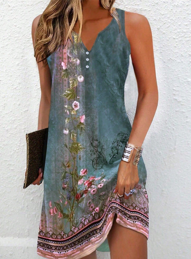 Women’s sleeveless mini dress | Printed